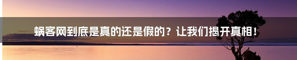 蜗客网到底是真的还是假的？让我们揭开真相！