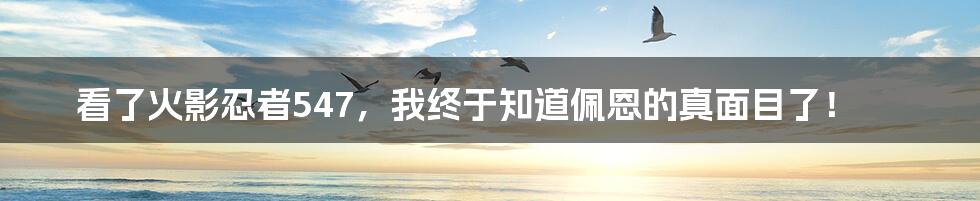 看了火影忍者547，我终于知道佩恩的真面目了！