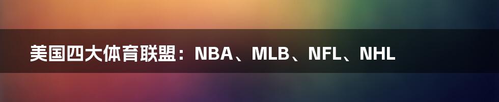 美国四大体育联盟：NBA、MLB、NFL、NHL