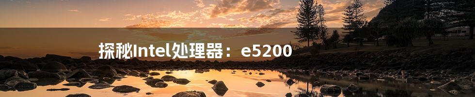 探秘Intel处理器：e5200