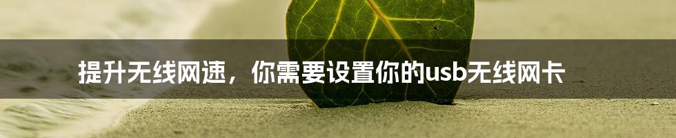 提升无线网速，你需要设置你的usb无线网卡