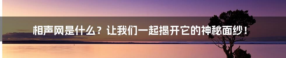 相声网是什么？让我们一起揭开它的神秘面纱！