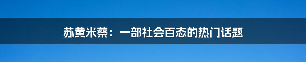 苏黄米蔡：一部社会百态的热门话题