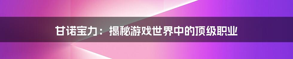 甘诺宝力：揭秘游戏世界中的顶级职业