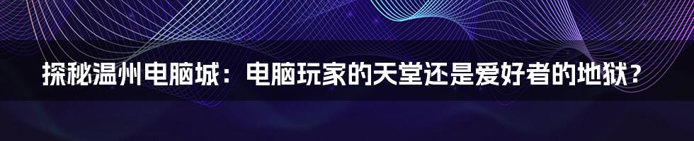 探秘温州电脑城：电脑玩家的天堂还是爱好者的地狱？