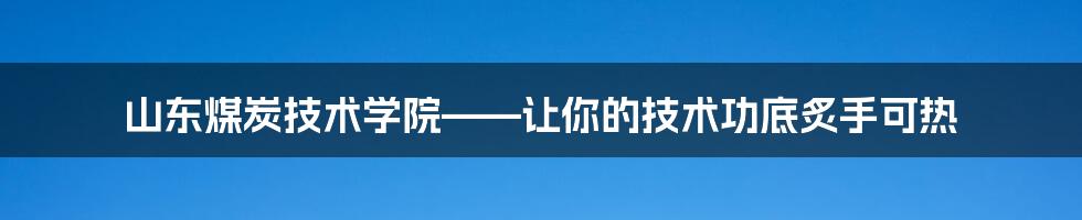 山东煤炭技术学院——让你的技术功底炙手可热