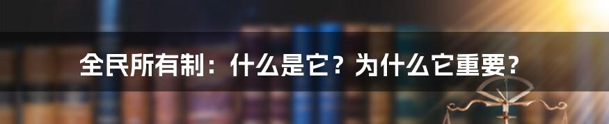 全民所有制：什么是它？为什么它重要？