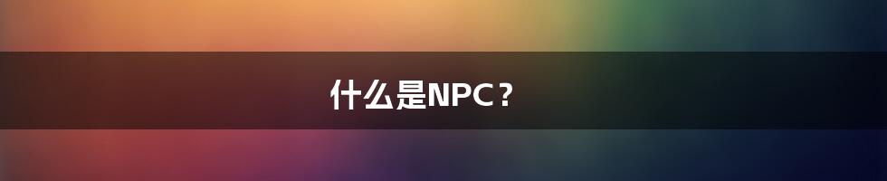 什么是NPC？