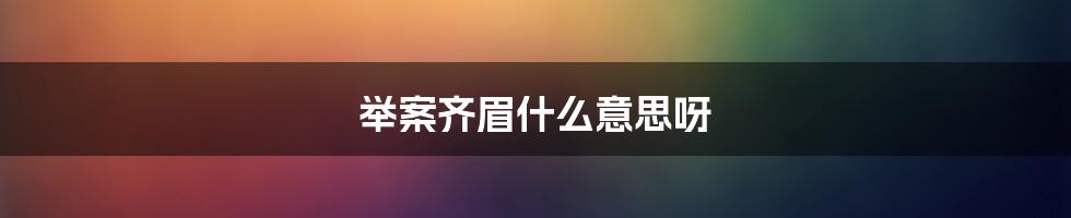 举案齐眉什么意思呀