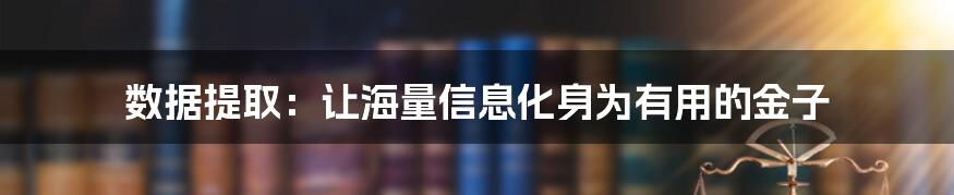 数据提取：让海量信息化身为有用的金子