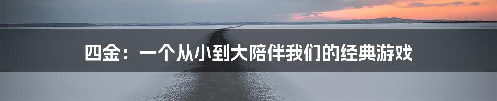 四金：一个从小到大陪伴我们的经典游戏