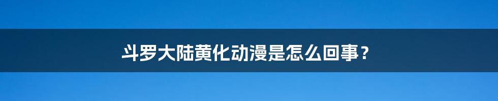 斗罗大陆黄化动漫是怎么回事？