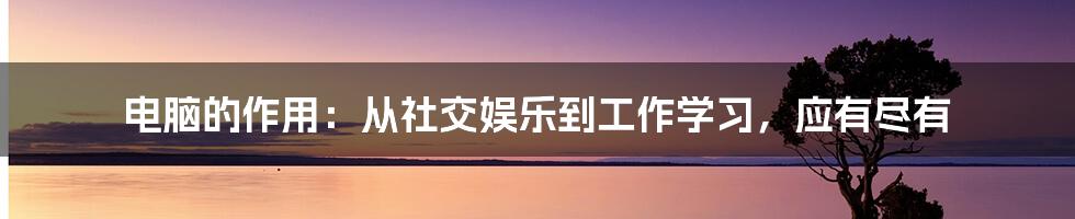 电脑的作用：从社交娱乐到工作学习，应有尽有