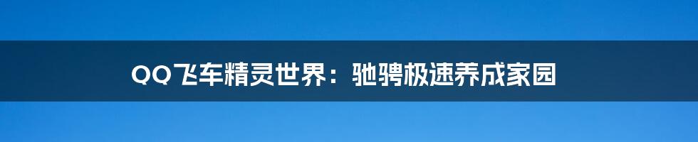 QQ飞车精灵世界：驰骋极速养成家园