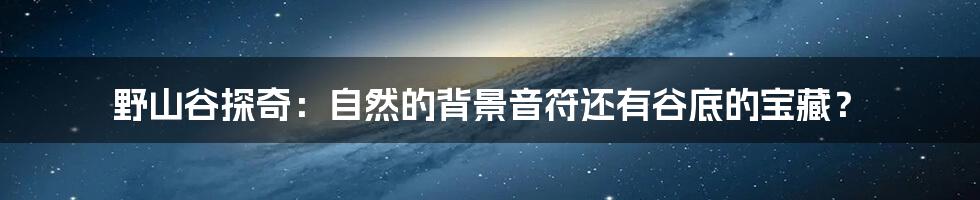 野山谷探奇：自然的背景音符还有谷底的宝藏？