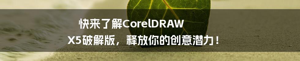 快来了解CorelDRAW X5破解版，释放你的创意潜力！