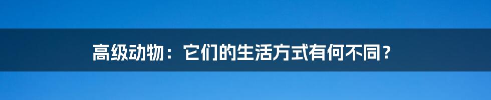 高级动物：它们的生活方式有何不同？