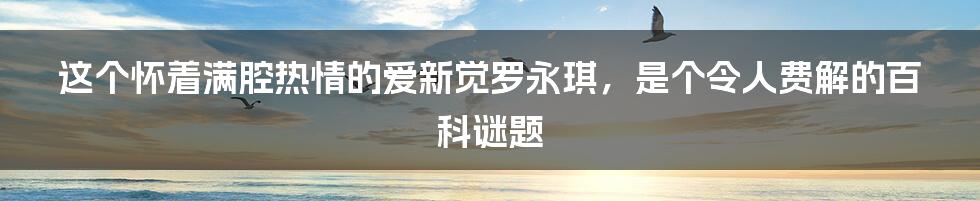 这个怀着满腔热情的爱新觉罗永琪，是个令人费解的百科谜题