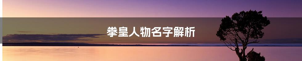 拳皇人物名字解析