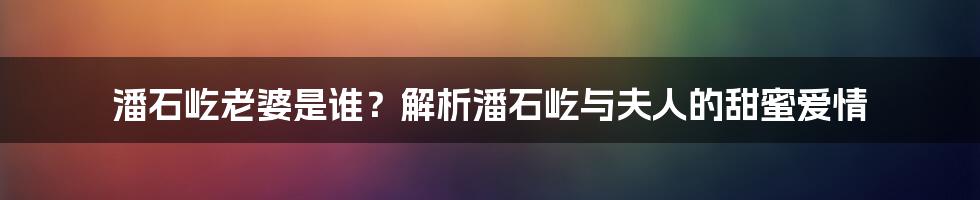 潘石屹老婆是谁？解析潘石屹与夫人的甜蜜爱情