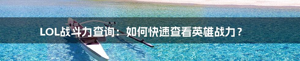 LOL战斗力查询：如何快速查看英雄战力？