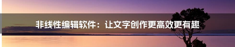 非线性编辑软件：让文字创作更高效更有趣