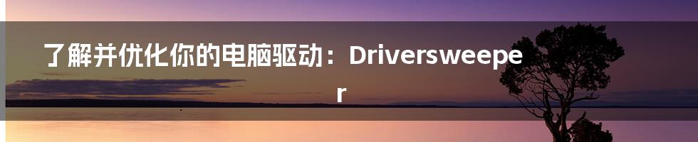 了解并优化你的电脑驱动：Driversweeper