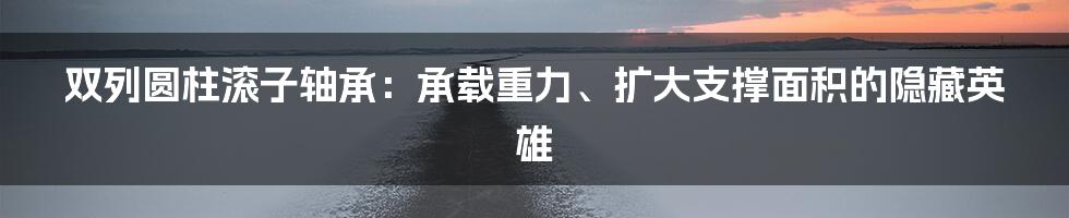 双列圆柱滚子轴承：承载重力、扩大支撑面积的隐藏英雄