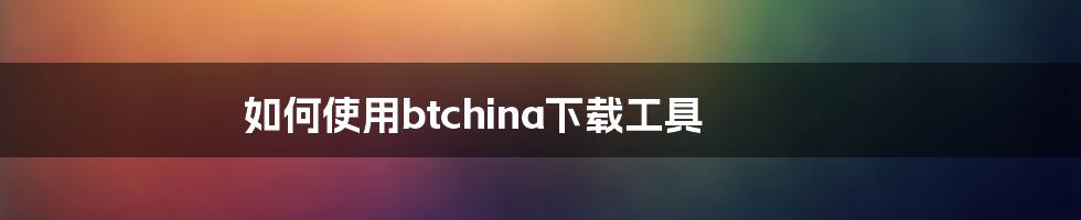 如何使用btchina下载工具