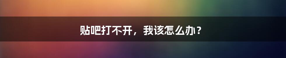 贴吧打不开，我该怎么办？