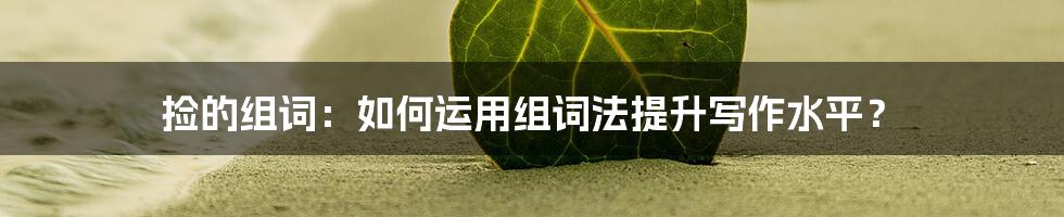 捡的组词：如何运用组词法提升写作水平？