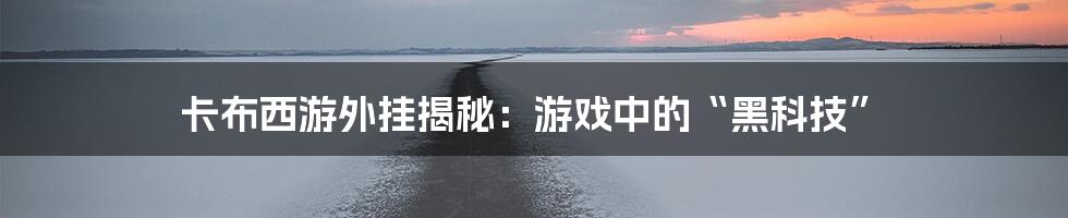 卡布西游外挂揭秘：游戏中的“黑科技”