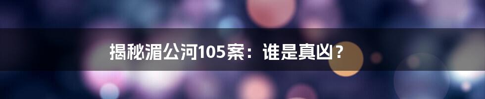 揭秘湄公河105案：谁是真凶？