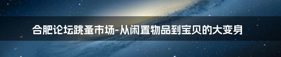 合肥论坛跳蚤市场-从闲置物品到宝贝的大变身