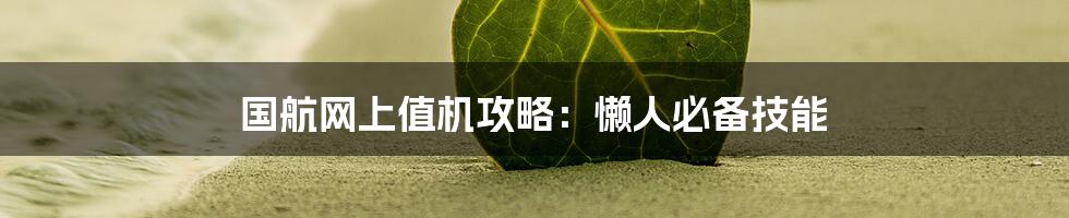 国航网上值机攻略：懒人必备技能