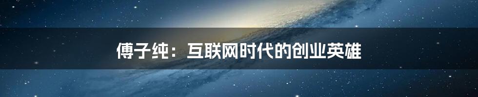 傅子纯：互联网时代的创业英雄