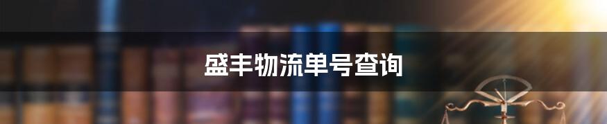 盛丰物流单号查询