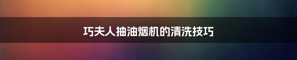 巧夫人抽油烟机的清洗技巧