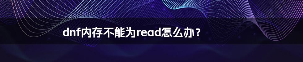 dnf内存不能为read怎么办？