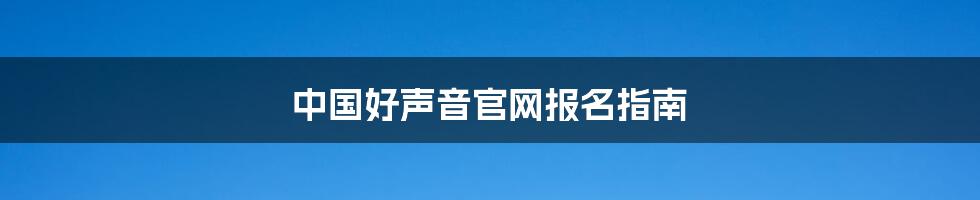 中国好声音官网报名指南