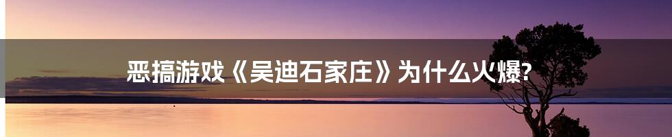 恶搞游戏《吴迪石家庄》为什么火爆?