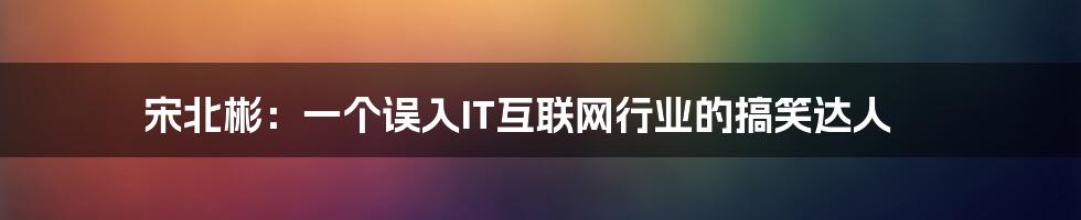 宋北彬：一个误入IT互联网行业的搞笑达人