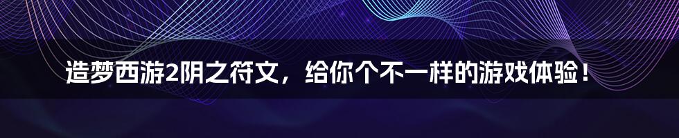 造梦西游2阴之符文，给你个不一样的游戏体验！