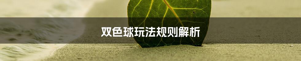 双色球玩法规则解析