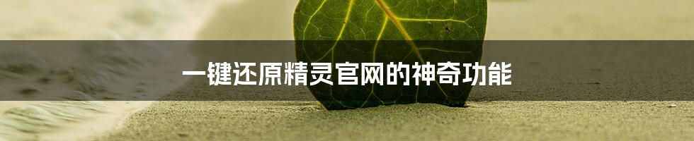 一键还原精灵官网的神奇功能