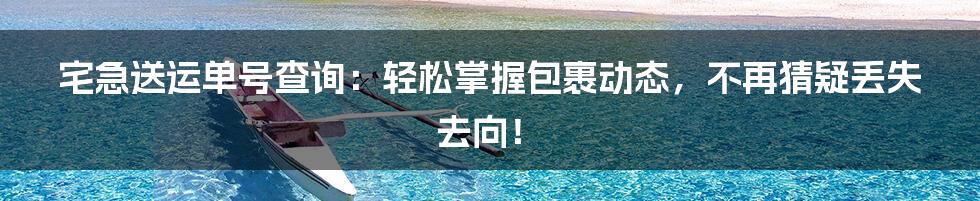 宅急送运单号查询：轻松掌握包裹动态，不再猜疑丢失去向！