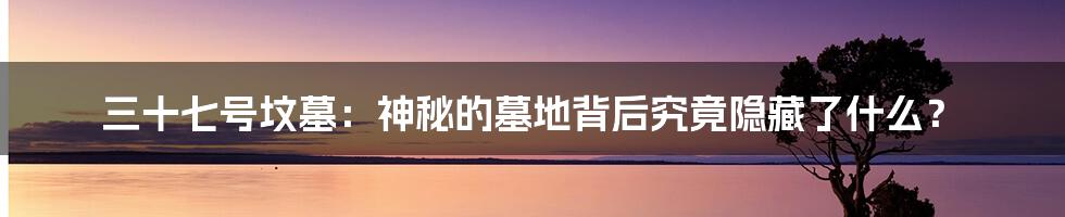 三十七号坟墓：神秘的墓地背后究竟隐藏了什么？