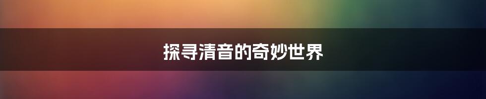 探寻清音的奇妙世界