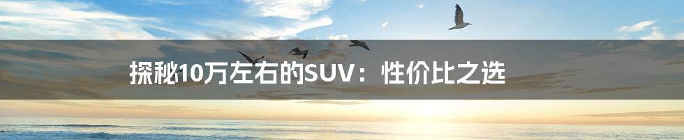 探秘10万左右的SUV：性价比之选