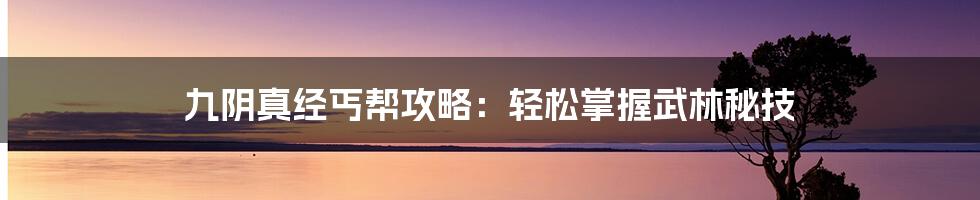 九阴真经丐帮攻略：轻松掌握武林秘技